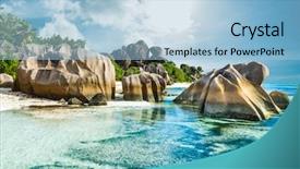  Presentation with turquoise beach - Presentation featuring anse sous d'argent beach with granite boulders and turquoise sea background and a light blue colored foreground