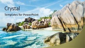  Presentation with turquoise beach - Colorful presentation theme enhanced with anse sous d'argent beach with granite boulders and turquoise sea backdrop and a light blue colored foreground