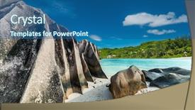  Presentation with turquoise beach - PPT layouts consisting of anse sous d'argent beach with granite boulders and turquoise sea background and a ocean colored foreground