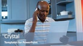  Presentation with pleasure of reading - Theme with answer documents - man reading document walking talking background and a teal colored foreground