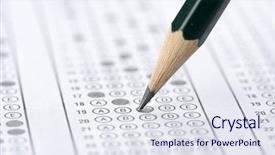  Presentation with exam - Theme featuring exam multiple choice - filling test with green pencil background and a sky blue colored foreground