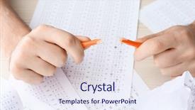  Presentation with passing the baton - Beautiful slide deck featuring breaking pencil while passing exam backdrop and a sky blue colored foreground