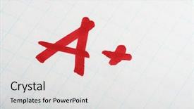  Presentation with exam - Cool new slide set with school exam grade a mark on paper backdrop and a light gray colored foreground