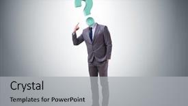  Presentation with swot analysis question mark word - Presentation design with answers - businessman question mark instead background and a light gray colored foreground