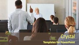  Presentation with student nurse teaching university - Presentation consisting of answers - student answer teacher question university background and a tawny brown colored foreground