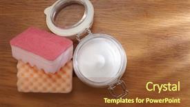  Presentation with baking soda - PPT theme enhanced with antacids - baking soda as cleaning agent background and a tawny brown colored foreground