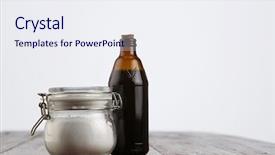  Presentation with baking soda - Amazing PPT theme having antacids - cleaning agent baking soda backdrop and a sky blue colored foreground