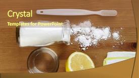  Presentation with tooth brush - PPT layouts with antacids - top view of baking soda background and a red colored foreground