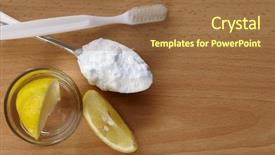  Presentation with tooth brush - Slide deck with antacids - top view of baking soda background and a coral colored foreground