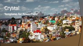 Presentation with city buildings - Audience pleasing presentation theme consisting of antananarivo in sunny day madagascar backdrop and a gray colored foreground