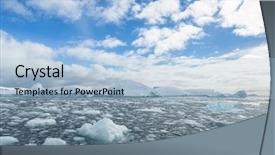  Presentation with ship - Audience pleasing presentation design consisting of antarctica snow and ice backdrop and a light blue colored foreground