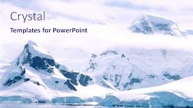  Presentation with snow - Beautiful PPT layouts featuring antarctica-snow-covered-mountains backdrop and a sky blue colored foreground