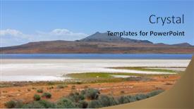  Presentation with utah - Audience pleasing theme consisting of antelope island state park in utah backdrop and a light blue colored foreground