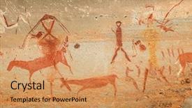  Presentation with rock painting - Presentation design featuring antelopes drakensberg mountains south africa background and a coral colored foreground