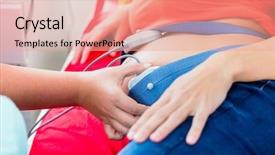  Presentation with pregnant - Presentation theme consisting of antenatal care - belly of pregnant women background and a coral colored foreground