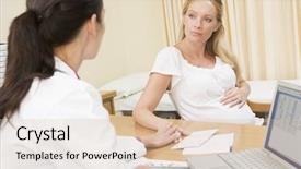  Presentation with pregnant woman doctor - Presentation design having antenatal care - doctor with laptop and pregnant background and a lemonade colored foreground
