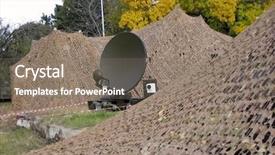  Presentation with satellite dish - Slide set having antenna array - camouflaged tactical military satellite dish background and a gray colored foreground
