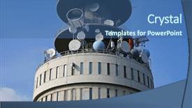  Presentation with communication tower - Cool new slides with antenna array - communication tower backdrop and a ocean colored foreground