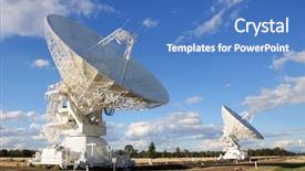  Presentation with telescope - Presentation design having antenna array - radio telescope background and a teal colored foreground