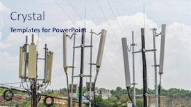  Presentation with mobile network - Presentation design enhanced with antenna-used-to-repeat background and a sky blue colored foreground