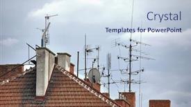  Presentation with urban - Beautiful slide set featuring antennas on an old urban backdrop and a sky blue colored foreground