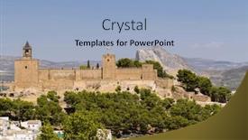  Presentation with shape of andalusia - Slide deck having antequera-castle-antequera-andalusia-spain background and a light blue colored foreground