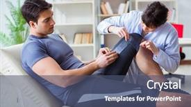  Presentation with joint movements - Theme featuring anthropometry - doctor checking patients joint flexibility background and a ocean colored foreground