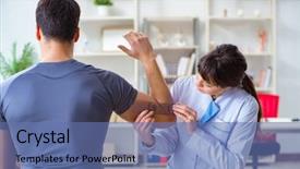  Presentation with joint - Cool new PPT theme with anthropometry - doctor checking patients joint flexibility backdrop and a  colored foreground