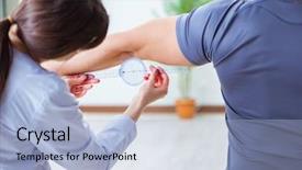  Presentation with joint - PPT layouts consisting of anthropometry - doctor checking patients joint flexibility background and a  colored foreground