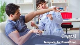  Presentation with joint - Cool new PPT theme with anthropometry - doctor checking patients joint flexibility backdrop and a  colored foreground