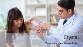  Presentation with joint - Amazing slide deck having anthropometry - doctor checking patients joint flexibility backdrop and a  colored foreground