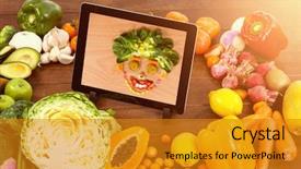  Presentation with guava fruits fresh green fruit - Beautiful theme featuring smiley face made of confectionary backdrop and a gold colored foreground