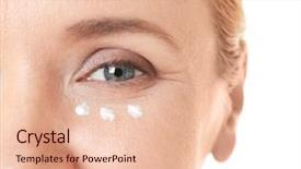  Presentation with anti aging - Cool new slide deck with senior woman with facial anti backdrop and a lemonade colored foreground