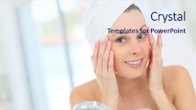  Presentation with anti aging - Slide deck enhanced with anti aging - beautiful woman applying moisturizing cream background and a sky blue colored foreground