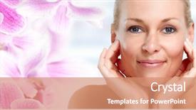  Presentation with beautiful floral border flower design - Theme consisting of anti aging - beautiful woman face over floral background and a  colored foreground