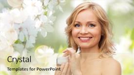  Presentation with beauty cosmetics - Presentation theme having anti aging - beauty people skincare and cosmetics background and a soft green colored foreground