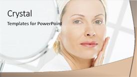  Presentation with anti aging - Audience pleasing slide deck consisting of anti aging - forty years woman care backdrop and a sky blue colored foreground