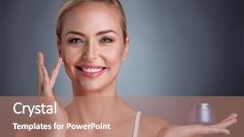  Presentation with natural cosmetic - Cool new slide deck with anti aging - middle aged woman holding cream backdrop and a coral colored foreground