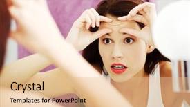  Presentation with anti aging - Theme consisting of anti aging - mirror reflection of a woman background and a lemonade colored foreground