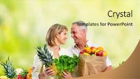  Presentation with anti aging - Amazing presentation theme having anti aging - people with vegetables over green backdrop and a blonde colored foreground