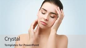  Presentation with trauma and plastic surgery - Colorful PPT theme enhanced with anti aging - plastic surgery concept young woman backdrop and a coral colored foreground