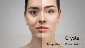  Presentation with anti aging - PPT theme with anti aging - woman face background and a coral colored foreground