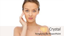  Presentation with cosmetics beauty - Theme having creme anti age - beauty people cosmetics skincare background and a lemonade colored foreground