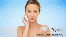  Presentation with beauty cosmetics - Slide deck consisting of creme anti age - beauty people cosmetics skincare background and a coral colored foreground