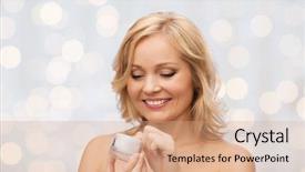 Presentation with beauty cosmetics - Theme having creme anti age - beauty people skincare and cosmetics background and a coral colored foreground