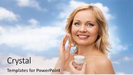  Presentation with cosmetics beauty - Slide deck with creme anti age - beauty people skincare and cosmetics background and a coral colored foreground