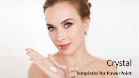  Presentation with beauty cosmetics - PPT theme consisting of creme anti age - beauty people skincare and cosmetics background and a lemonade colored foreground
