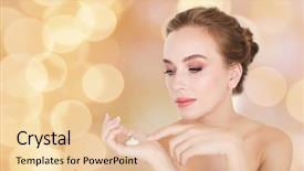  Presentation with cosmetics beauty - Cool new PPT layouts with creme anti age - beauty people skincare and cosmetics backdrop and a lemonade colored foreground
