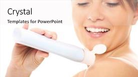  Presentation with woman body - Slide deck consisting of baby herbal - picture of a beautiful woman background and a sky blue colored foreground