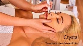  Presentation with skin medical - Beautiful slide set featuring anti aging treatment non surgical backdrop and a gold colored foreground